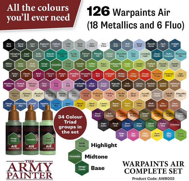 Набір фарб для аерографа The Army Painter Warpaints Air Complete Paint Set 126 відтінків (5713799800380) - зображення 2