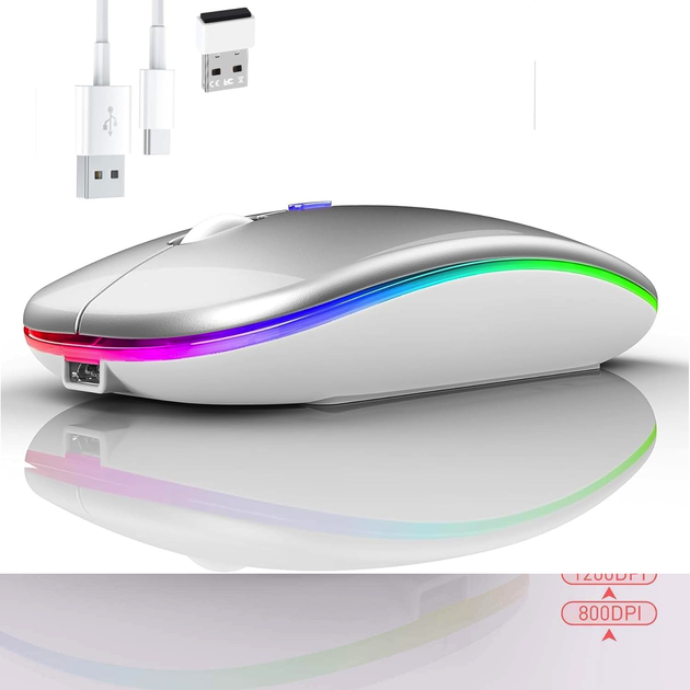 Акумуляторна бездротова миша VHG P37, Silver (2.4G + Bluetooth) - зображення 2