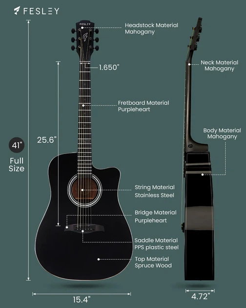 Гітара електро-акустична Fesley FD80 BK - зображення 2