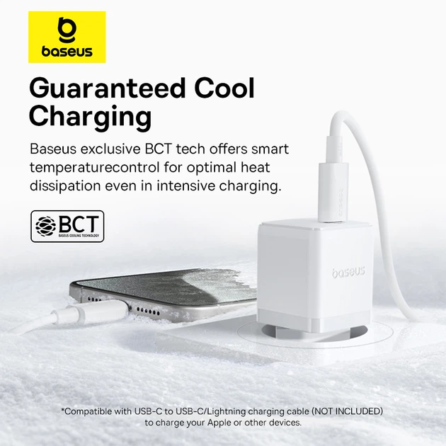 Мережевий зарядний пристрій Baseus Palm 20 Вт USB-C PD/QC білий - Фото 13 Мережевий зарядний пристрій Baseus Palm 20 Вт USB-C PD/QC білий - зображення 13