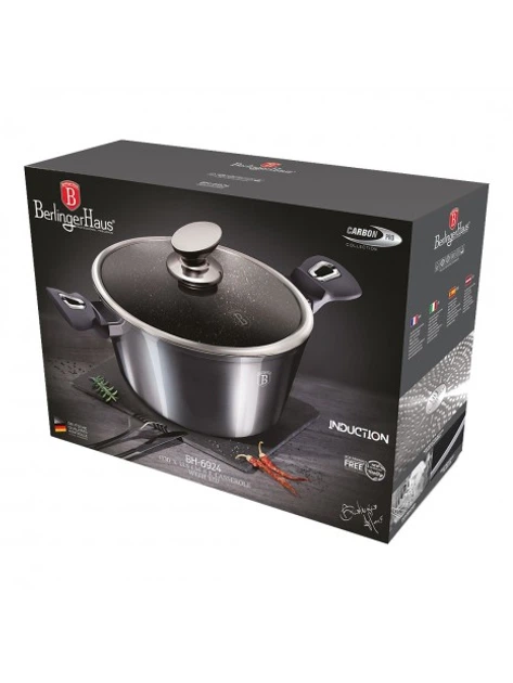 Каструля з кришкою 30 см 8 л Berlinger Haus Metallic Line Carbon Pro Edition (BH-6924) - изображение 2