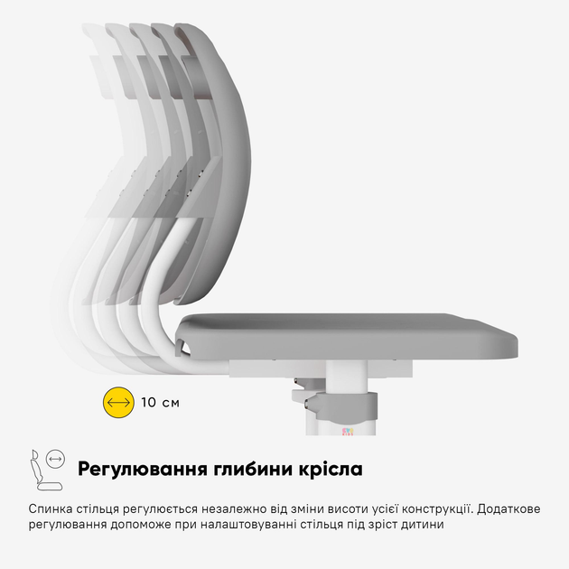 Комплект Evo-kids (стілець+стіл+полиця+лампа) Evo-17 G Ergo (арт. Evo-17 G Ergo) Сірий - изображение 6