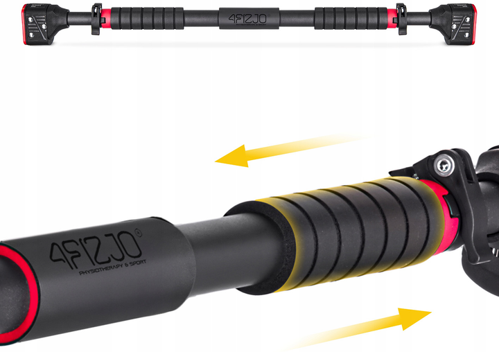 Турнік розсувний 4FIZJO PRO 72-110 см Black/Red (P-5907739313263) - зображення 4