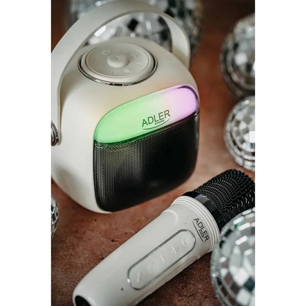 Głośnik przenośny Adler AD1199 Bluetooth/SD/USB/AUX z mikrofonem i funkcją karaoke White (5905575902382) - obraz 9