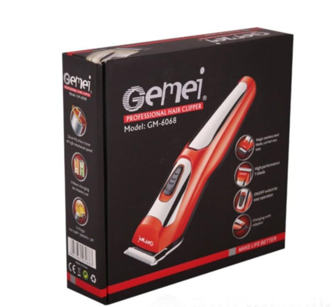 Беспроводная машинка для стрижки волос аккумуляторная Gemei GM 6068 Красный с золотистым - изображение 2