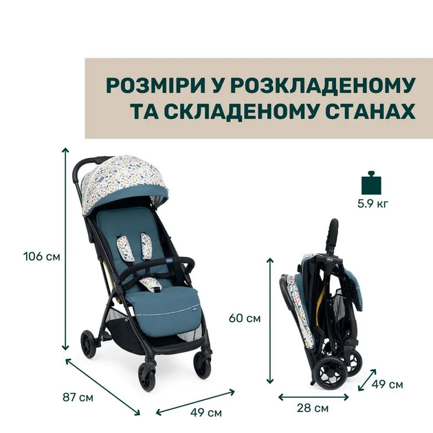 Коляска прогулянкова Chicco Glee, turquoise 78 - изображение 2