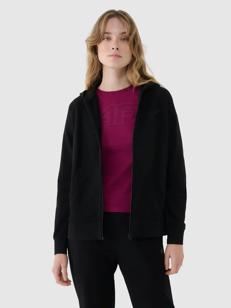 Bluza damska rozpinana streetwear z kapturem 4F 4FWMM00TSWSF1763-20S S Czarna (5905700346241) - obraz 5