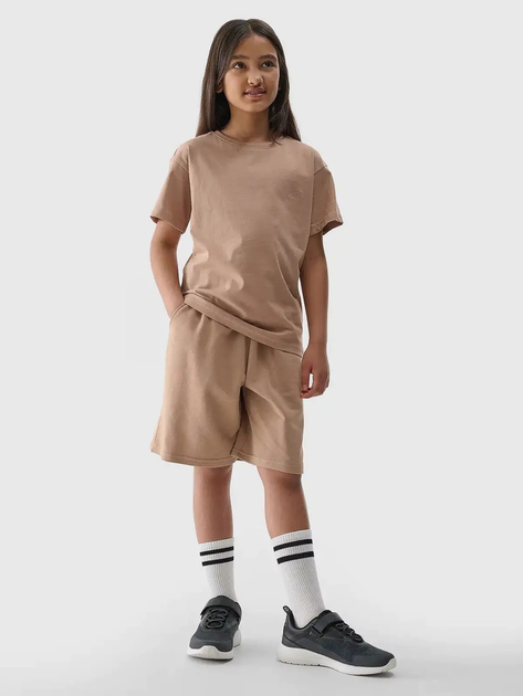Koszulka dziecięca dla dziewczynki bawełniana 4F 4FJWSS25TTSHF2326-83S 122 cm Beżowa (5905700424741) - obraz 3