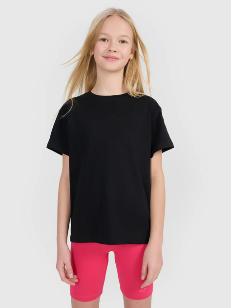 Koszulka dziecięca dla dziewczynki bawełniana 4F 4FJWMM00TTSHF2332-20S 122 cm Czarna (5905700383093) - obraz 1