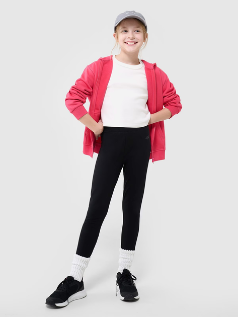 Legginsy dziecięce dla dziewczynki sportowe 4F 4FJWMM00TTIGF220-20S 122 cm Czarne (5905700426271) - obraz 3