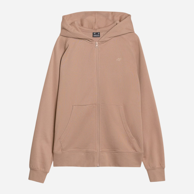 Bluza damska rozpinana streetwear z kapturem 4F 4FWSS25TSWSF1620-83S XL Beżowa (5905700408314) - obraz 6