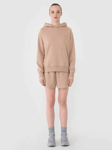 Bluza damska z kapturem 4F 4FWSS25TSWSF1542-83S S Beżowa (5905700408017) - obraz 3
