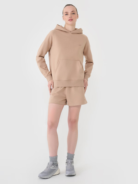Bluza damska z kapturem 4F 4FWSS25TSWSF1542-83S S Beżowa (5905700408017) - obraz 4