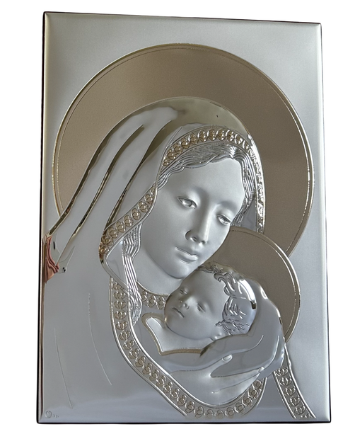 Греческая серебряная Икона Prince Silvero Богородица с младенцем MA/E942/x 28х20см - Фото 1 Греческая серебряная Икона Prince Silvero Богородица с младенцем MA/E942/x 28х20см - изображение 1