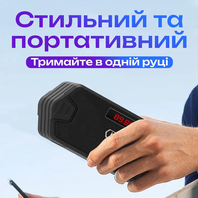 Радиоприемник / Bluetooth-колонка с аккумулятором LED дисплей HF216 ( FM, USB, MP3, MicroSD) Black - изображение 4