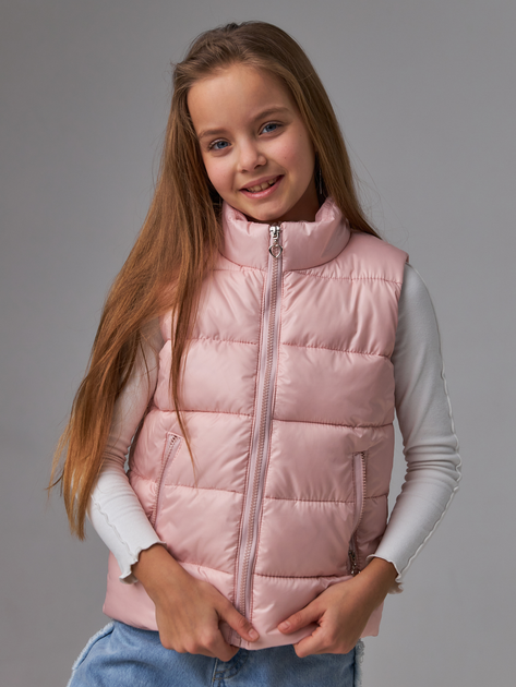 Детский стеганый дутый жилет для девочки Tair Casual ЖК 589 128 см Розовый (2100031630059) 