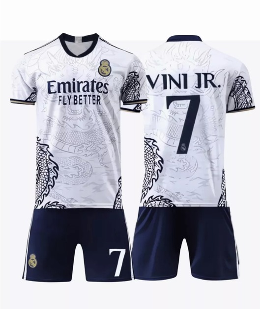 Дитяча футбольна форма Vini jr (Віні) Real Madrid Fan – р.20 (зріст 110-120 см.) біла - Фото 4 Дитяча футбольна форма Vini jr (Віні) Real Madrid Fan – р.20 (зріст 110-120 см.) біла - зображення 4