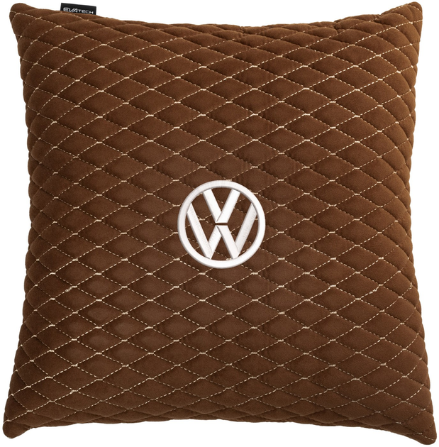 Подушка EVAtech 40 х 40 см Volkswagen Коричнева з коричневою ниткою від Rozetka на платформі USKIDKA Акція на Подушка EVAtech 40 х 40 см Volkswagen Коричнева з коричневою ниткою від Rozetka