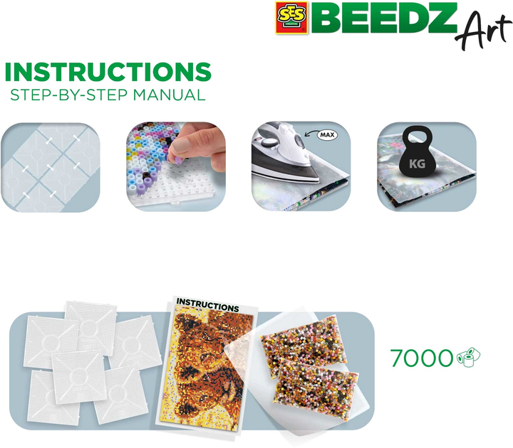 Mozaika SES Creative Beedz Art Lion cubs 7000 elementów (8710341060077) - obraz 3