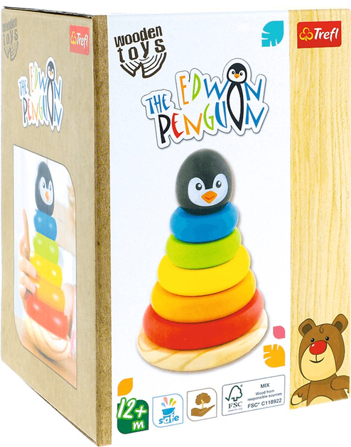 Пірамідка Trefl Edwin the penguin дерев'яна (5900511616880) - зображення 2