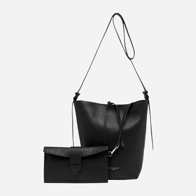 Комплект (сумка + косметичка) жіночий з натуральної шкіри Gianni Chiarini BS-11346/COMM-GRN-001 Чорний (800070334507) - зображення 1