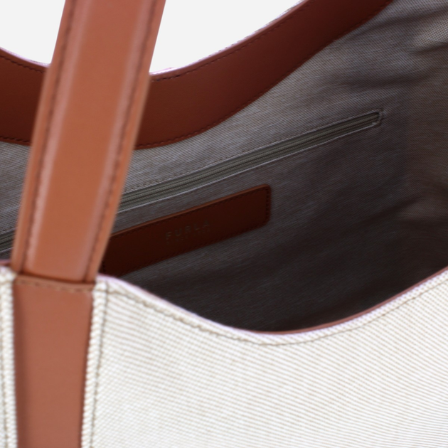 Torba shopper damska materiałowa Furla WB01729BX35423331S1007 Mleczny/Brązowy (800070334447) - obraz 4