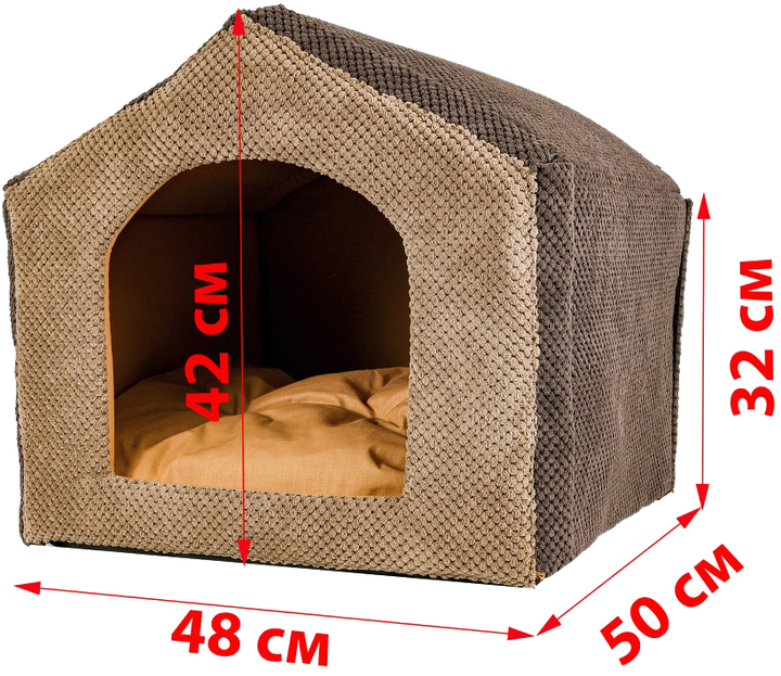 Domek-leżak dla psów i kotów transformer z poduszką FX Home Doris 50x48x42 cm Brązowy (2820000013323) - obraz 13