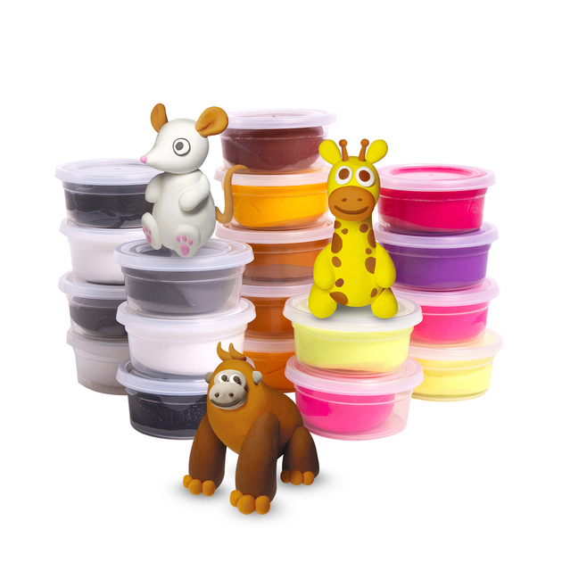 Набір пластиліну BERGER Kids Clay Тварини 18 баночок 270 г (8596165040194) - зображення 4