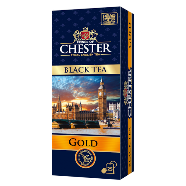 Чорний чай Chester Gold в пакетах 25шт по 2г - Фото 1 Чорний чай Chester Gold в пакетах 25шт по 2г - изображение 1
