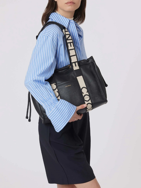 Torba shopper damska skórzana Coccinelle 2Day E1R7B110201-001 Czarna (800070338982) - obraz 2