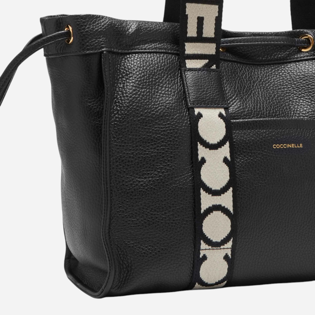 Torba shopper damska skórzana Coccinelle 2Day E1R7B110201-001 Czarna (800070338982) - obraz 5