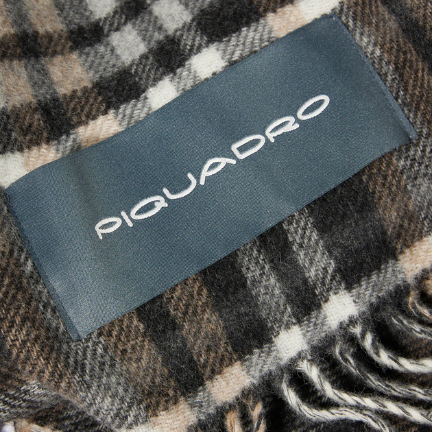 Szalik męski w kratę Piquadro SC6585SC22/NGR Brązowy (800070326332) - obraz 3