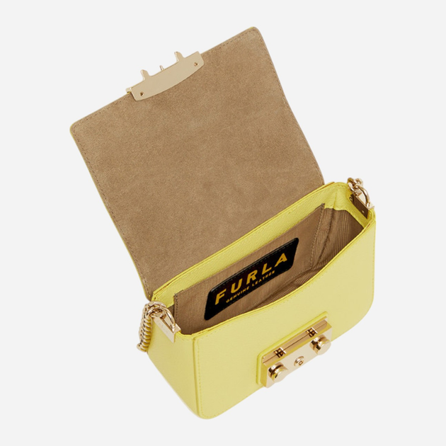Сумка крос-боді через плече жіноча з натуральної шкіри маленька Furla Metropolis Mini WB00789AX07321832S10 Жовта (800070299537) - зображення 4