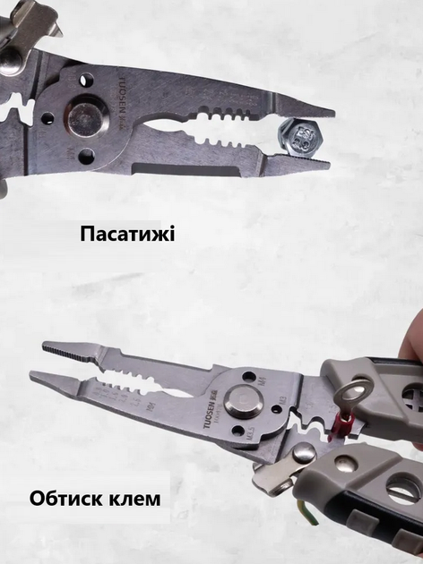 Многофункциональные клещи Tuosen 100478, пассатижи для зачистки проводов, обжима клемм, клещи электрика - изображение 6