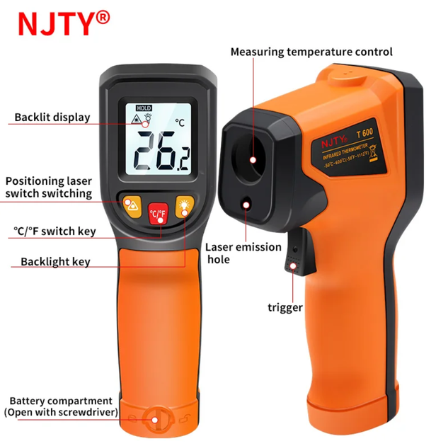 Пирометр NJTY T600. Инфракрасный бесконтактный термометр с диапазоном температур от -50 до +600. - изображение 7