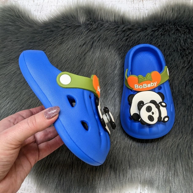 Кроксы детские для мальчика Fashion синие с пандой 28/29р (17.5 см) 5654 - изображение 3