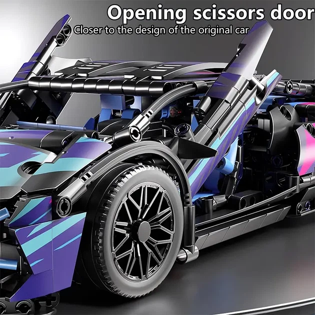 Конструктор Technic Lamborghini — радіокерована машинка 1:14, 1314 деталей, LED-підсвічування, керування з пульта та смартфона - Фото 6 Конструктор Technic Lamborghini — радіокерована машинка 1:14, 1314 деталей, LED-підсвічування, керування з пульта та смартфона - зображення 6