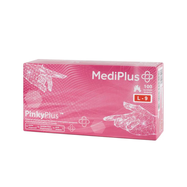 Нитриловые перчатки MediPlus PinkyPlus, размер L, розовые, 100 шт - изображение 1