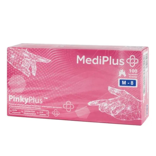 Нітрилові рукавички MediPlus PinkyPlus, розмір M, рожеві, 100 шт - зображення 1