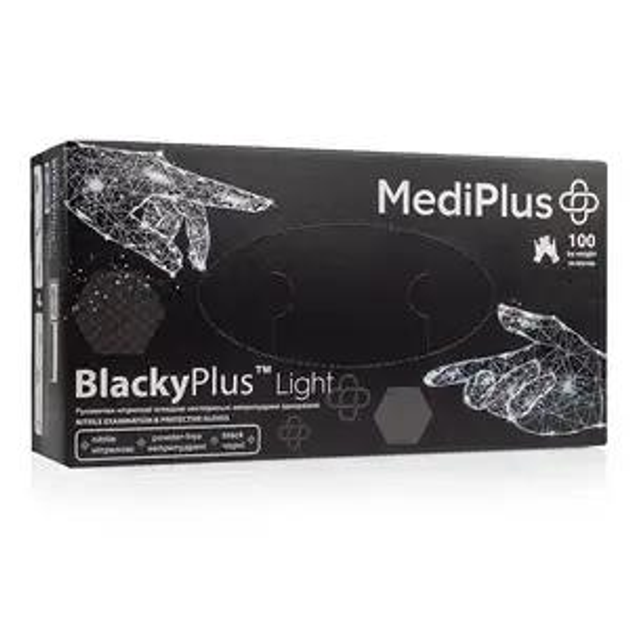 Нітрилові рукавички MediPlus BlackyPlus Light, розмір M, чорні, 100 шт - зображення 1