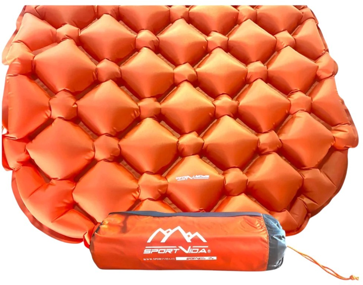 Materac turystyczny SportVida 185 x 55 cm pompowany Orange (5903949200959) - obraz 5