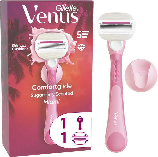 Станок для гоління жіночий (бритва) Venus Comfortglide Miami Sugarberry з 1 змінним картриджем (8700216674195) - зображення 1