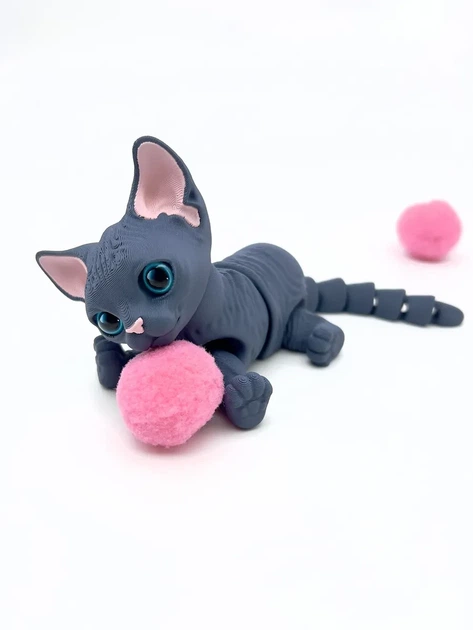 Котенок Сфинкс игрушка подвижная 3д - изображение 3