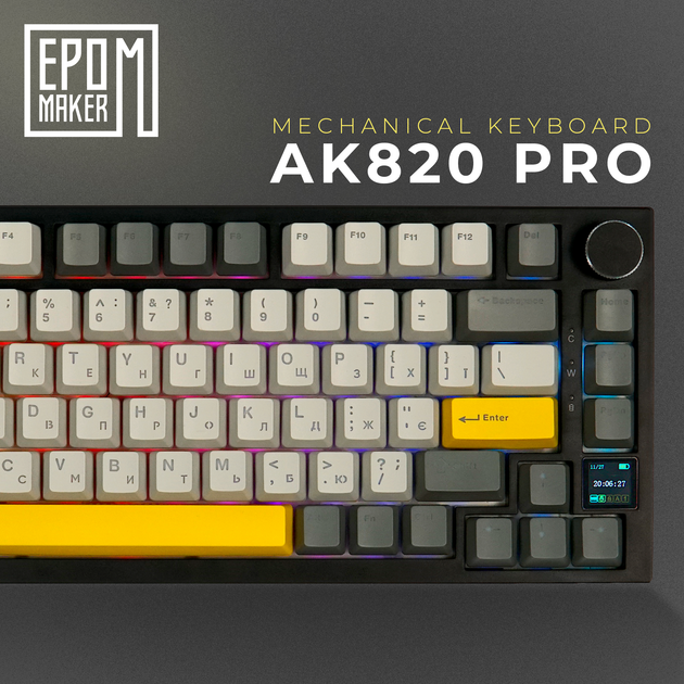 Клавіатура Epomaker Ajazz AK820 Pro Gift Switch підсвітка, чорна 299399 - зображення 15
