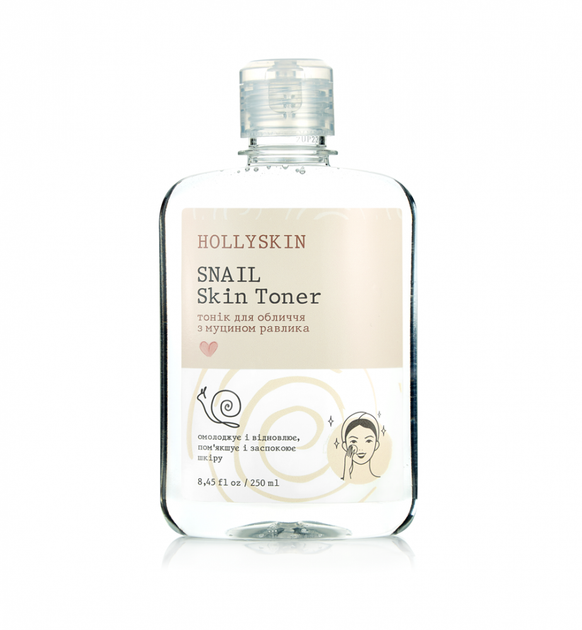 Тонер для обличчя з муцином равлики Hollyskin Snail Skin Toner 250ml - Фото 1 Тонер для обличчя з муцином равлики Hollyskin Snail Skin Toner 250ml - изображение 1