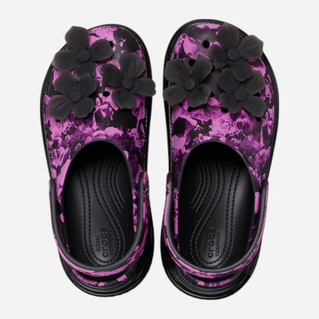 Chodaki damskie na platformie Crocs Stomp Hyper Floral High Shine Clog 209687-0C4 36-37 (M4/W6) 22 cm Czarne - obraz 5