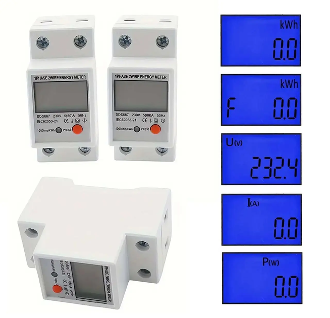 Счетчик однофазный ваттметр переменного тока на DIN-рейку DDS667 230V 5(80)A 50W, White - Фото 9 Счетчик однофазный ваттметр переменного тока на DIN-рейку DDS667 230V 5(80)A 50W, White - изображение 9