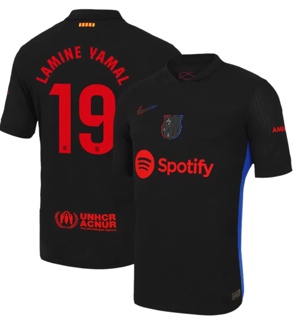 Дитяча футбольна форма Nike Lamine Yamal №19 Barcelona 2024-2025, розмір 28 (зріст 150–160 см), чорна - изображение 2