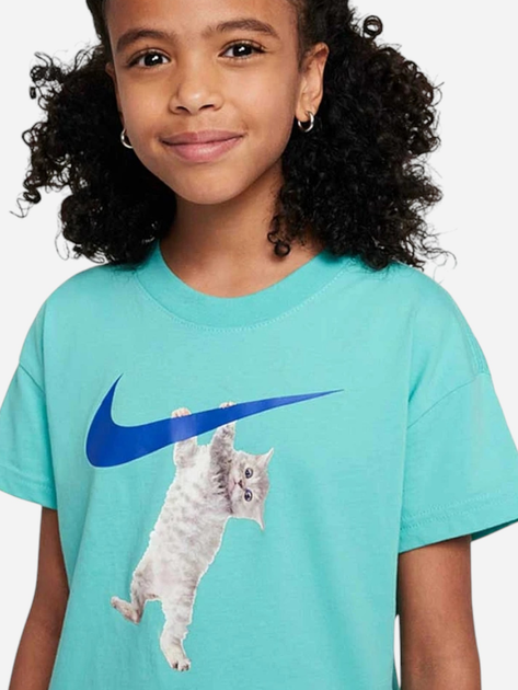Koszulka dziewczęca bawełniana Nike Sportswear FZ5538-300 S (128-137 cm) Zielona - obraz 3