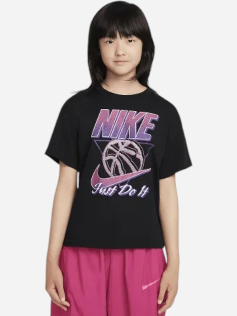 Дитяча футболка для дівчинки Nike Sportswear FZ5556-010 XS (122-128 см) Чорна (197596911435) - зображення 1